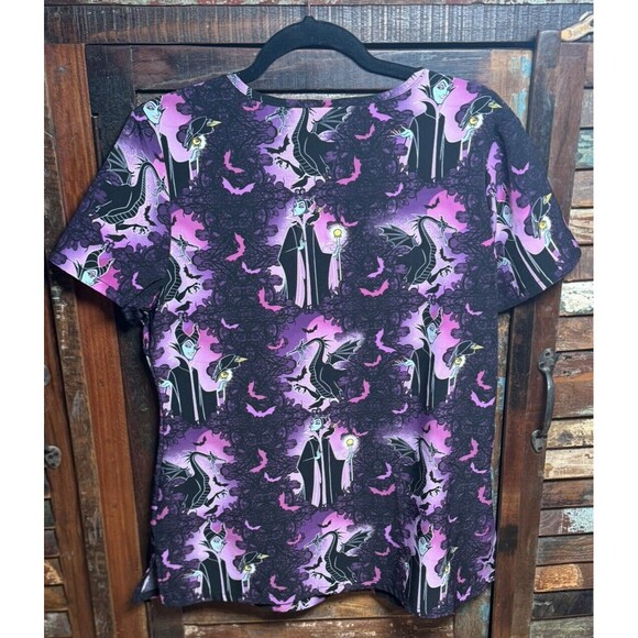 Disney Villains Maleficent Medical Scrub Top Women's Size Small Halloween Spooky - Picture 8 of 8